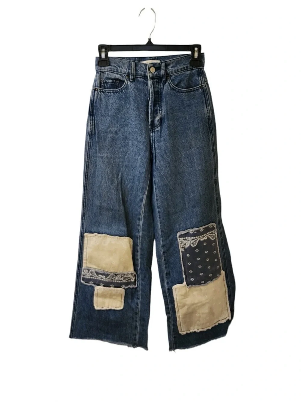 PacSun Bandana Patchwork High Waisted Straight Baggy Jeans